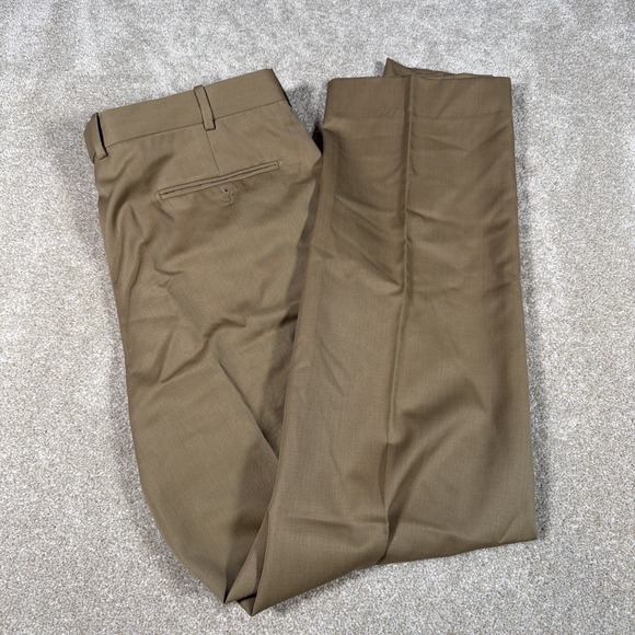 JB Britches Nordstrom 100% Worsted Wool Pants Mens 36R (FITS 35 X 32) Khaki - Picture 1 of 9